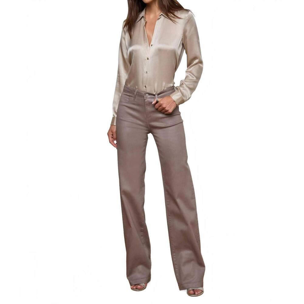 NEW L'AGENCE clayton high rise wide leg jean in driftwood coated
